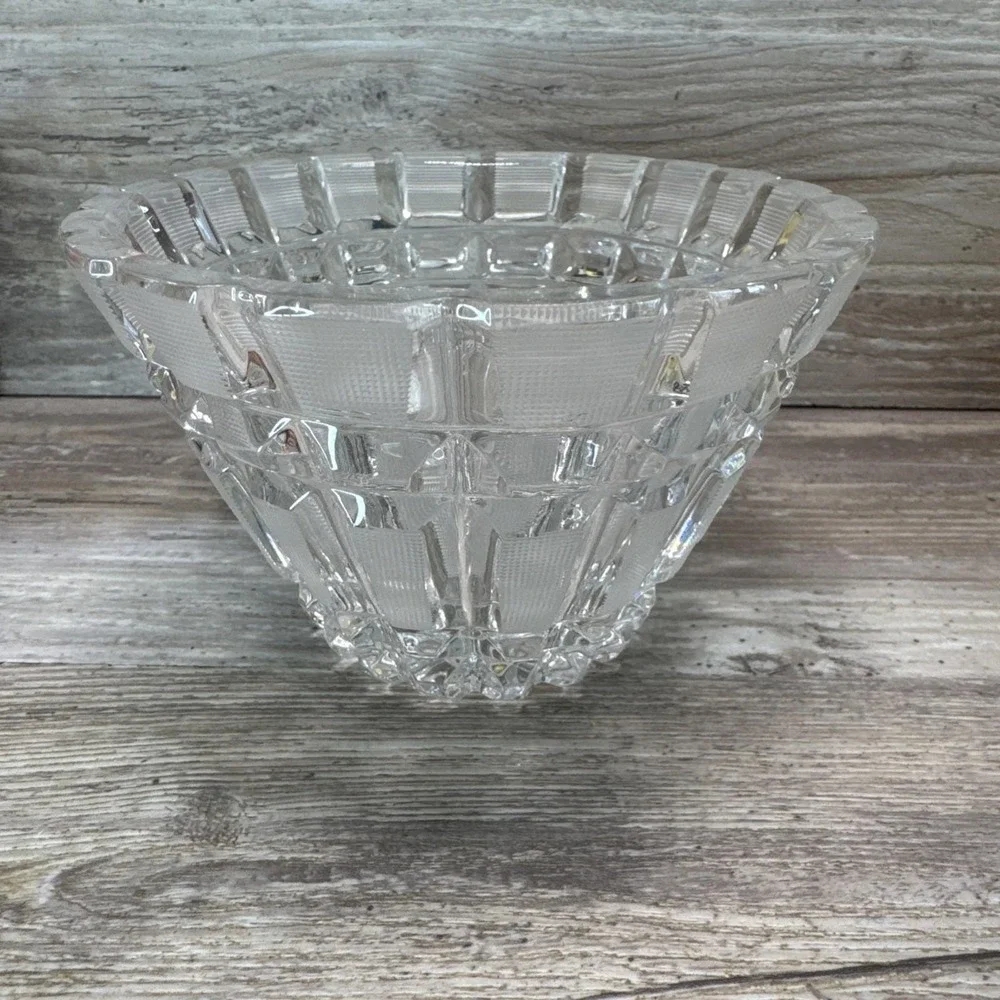 Vintage 1930's BannerLife 24% Lead Crystal Oval Bowl Brilliant File Cut Panels